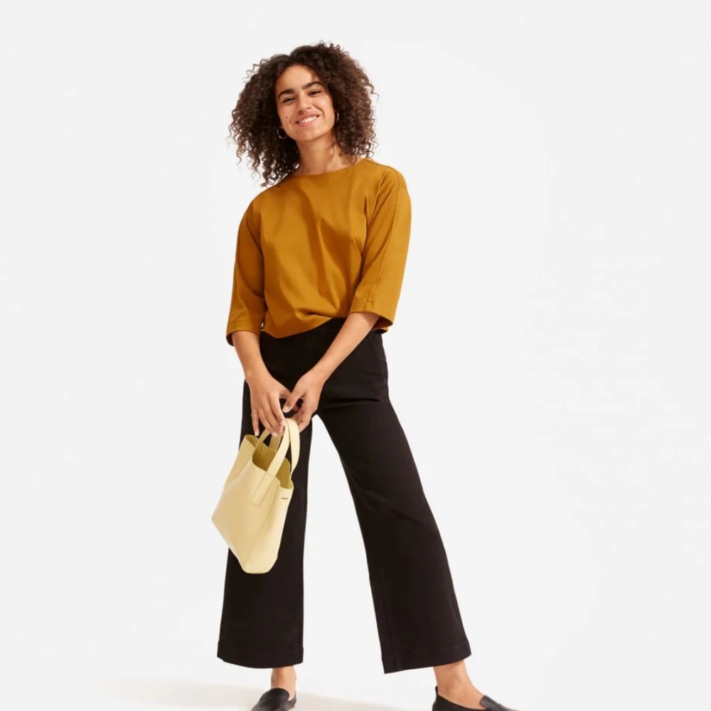 Everlane Wide Leg Crop Pants Black 6